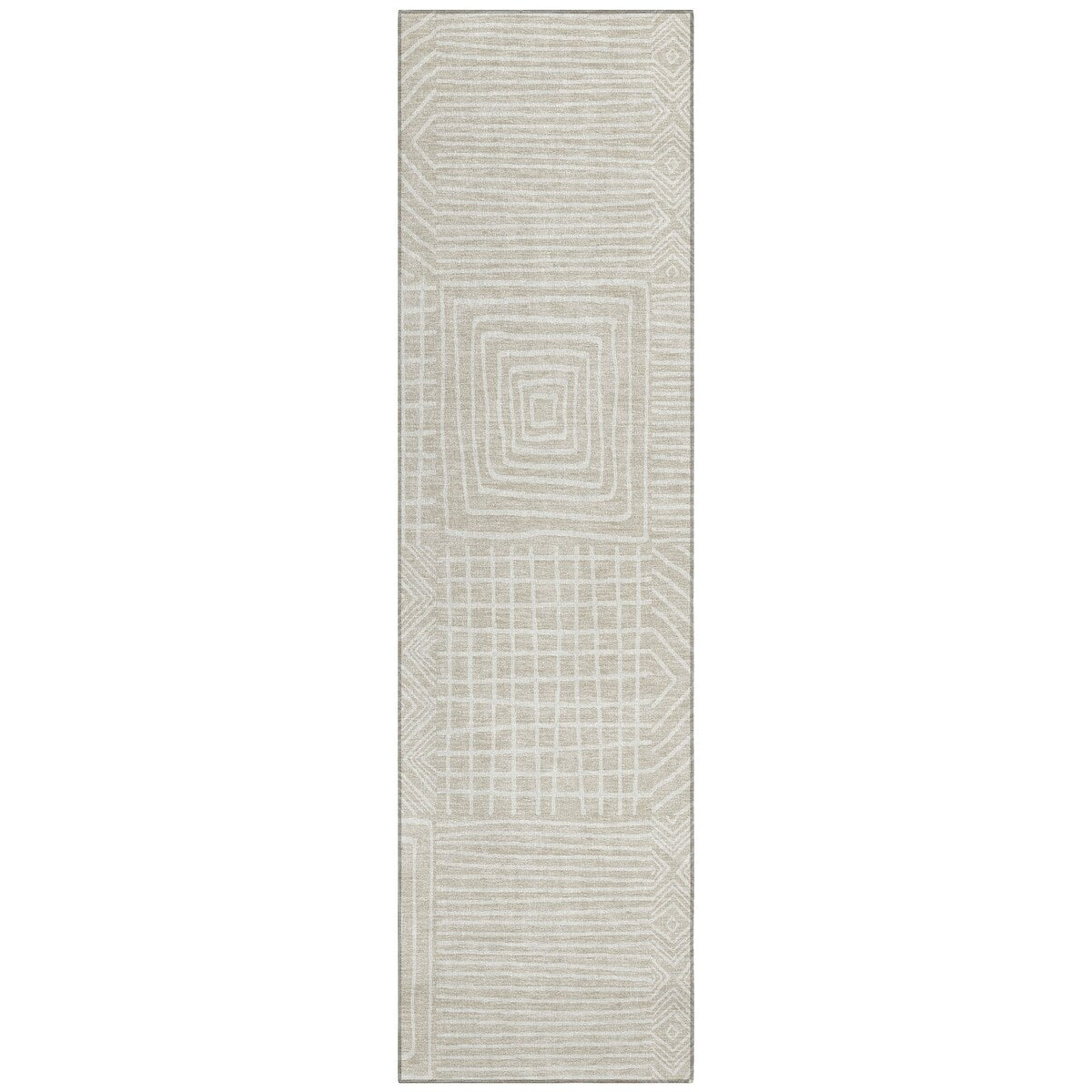 Machine Washable Indoor/ Outdoor Modern Mosaic Chantille Rug