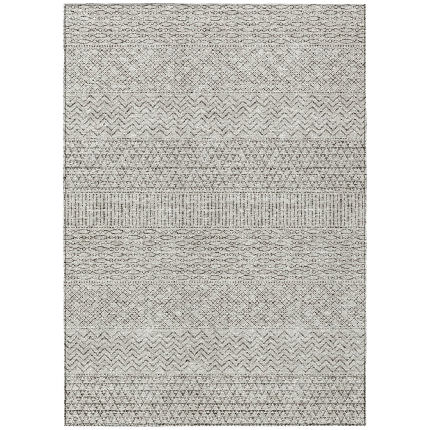 Machine Washable Indoor/ Outdoor Modern Stripes Chantille Rug