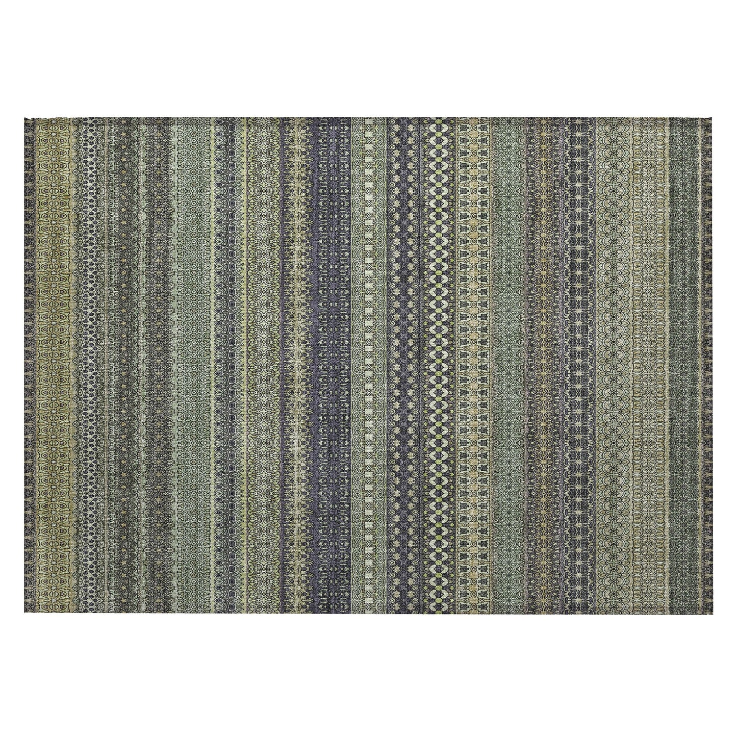 Machine Washable Indoor/ Outdoor Moroccan Stripes Chantille Rug