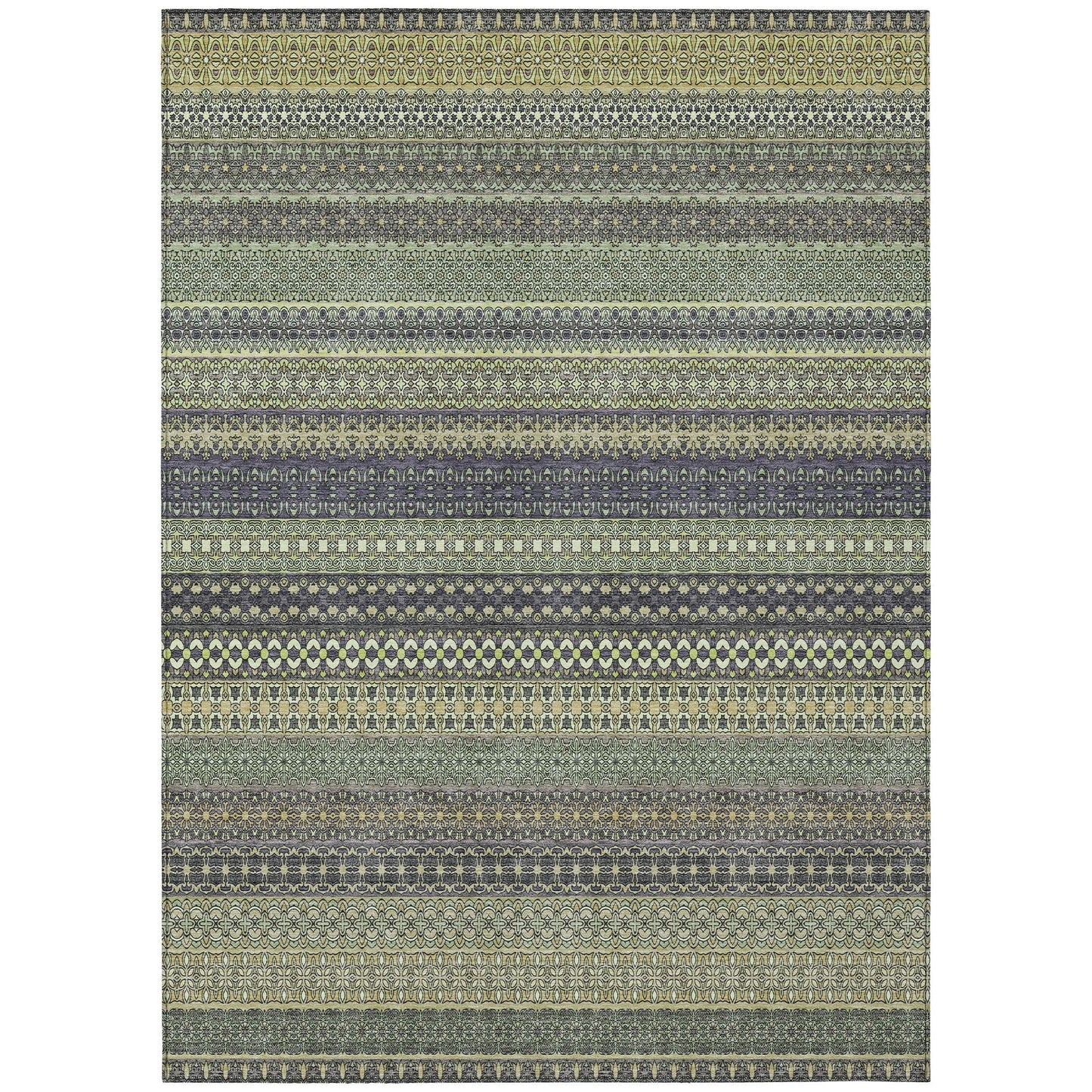 Machine Washable Indoor/ Outdoor Moroccan Stripes Chantille Rug