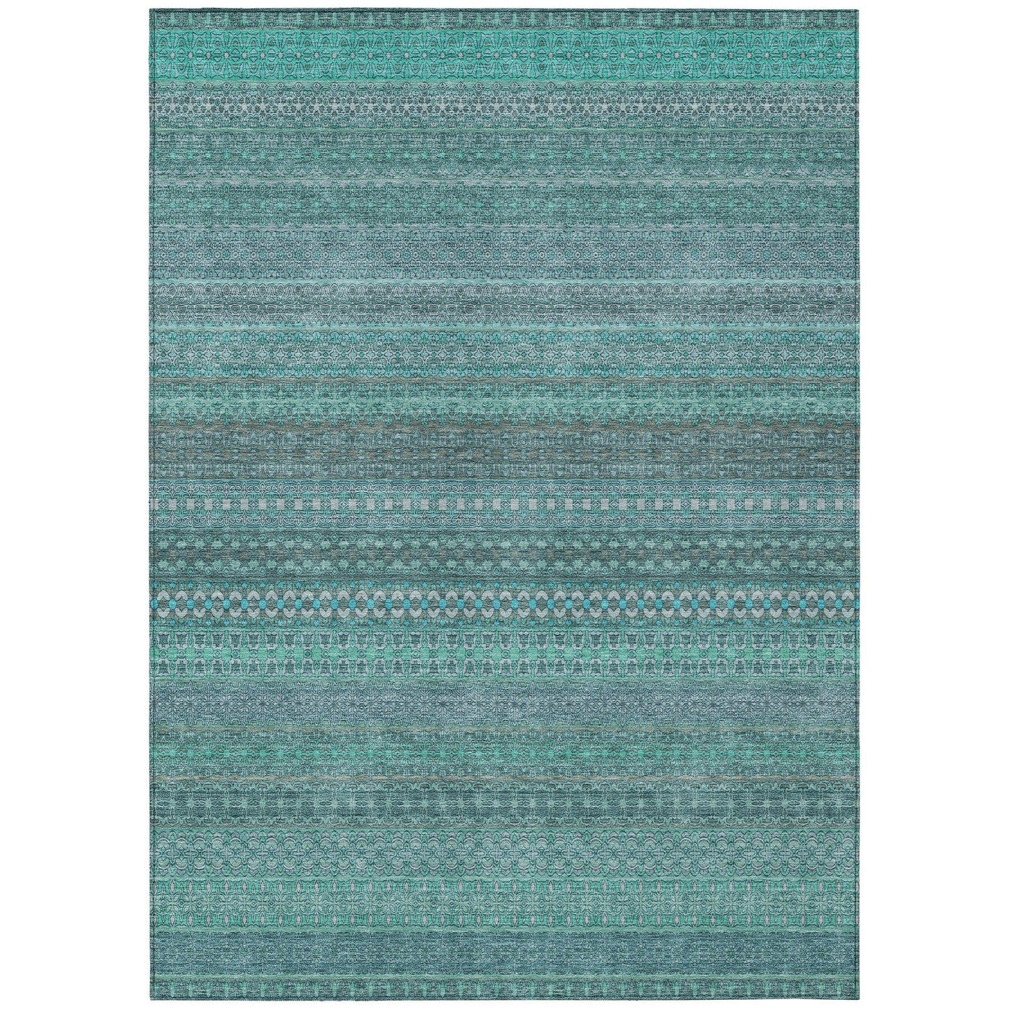 Machine Washable Indoor/ Outdoor Moroccan Stripes Chantille Rug