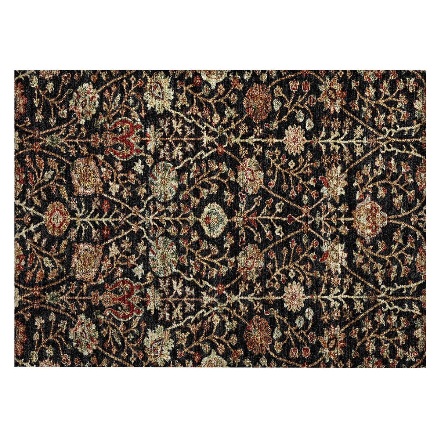 Machine Washable Indoor/ Outdoor Traditional Kashan Chantille Rug