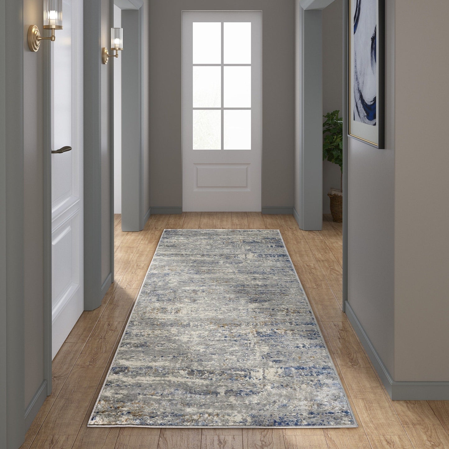 Madison Park Alexandria Grey/ Cream Cozy Shag Abstract Area Rug