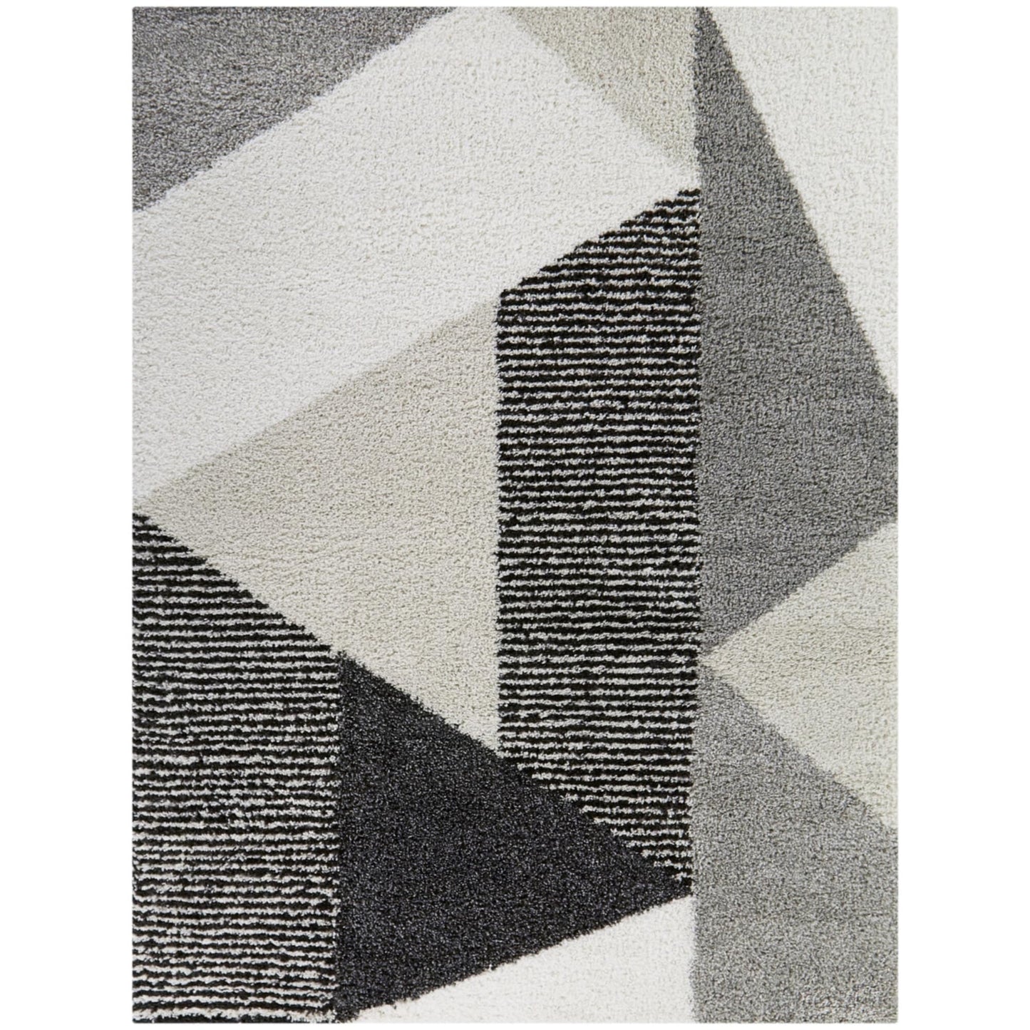 Merril Mid-century Modern Color Block Shag Area Rug