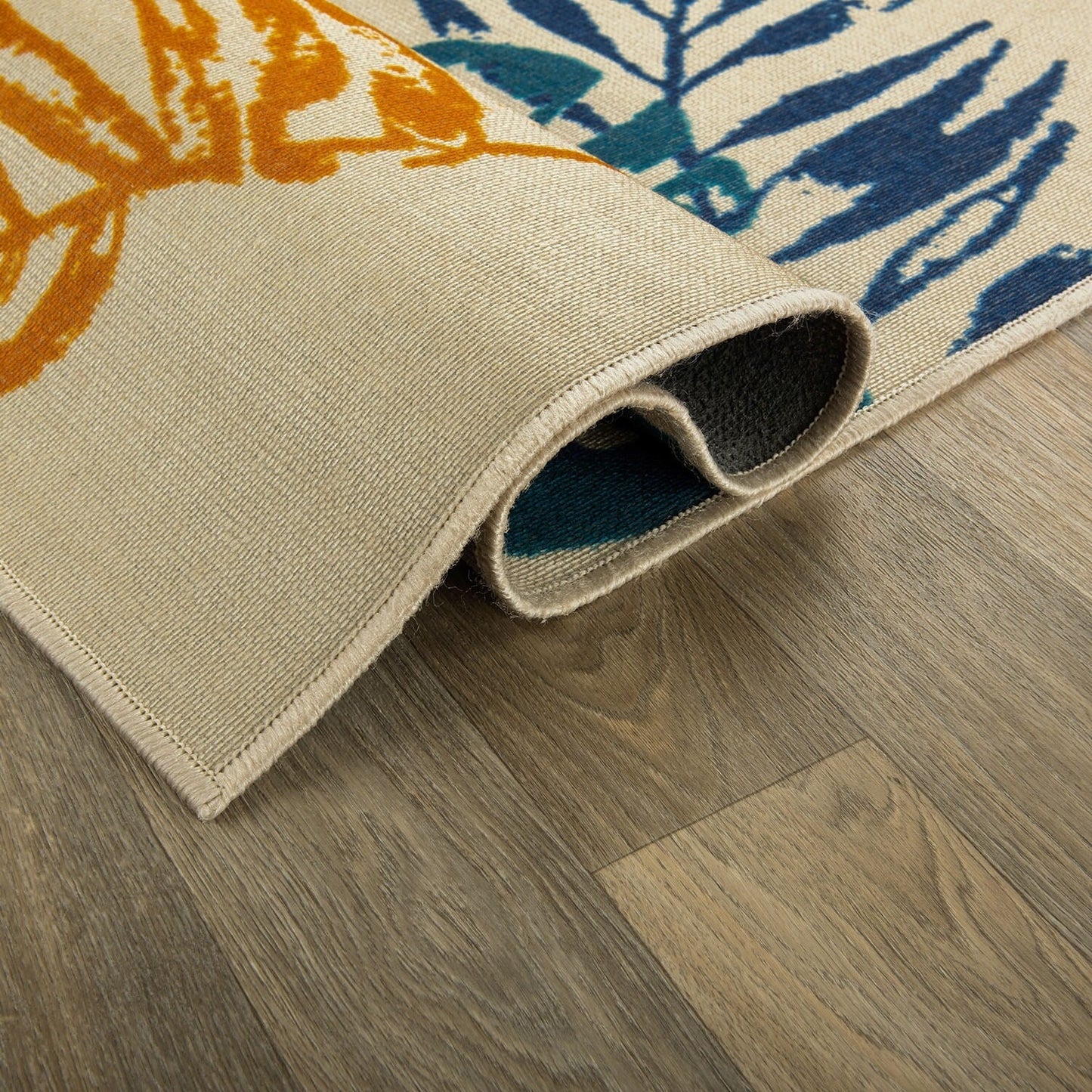 Modern Floral Leaves Flatweave Indoor/Outdoor Area Rug