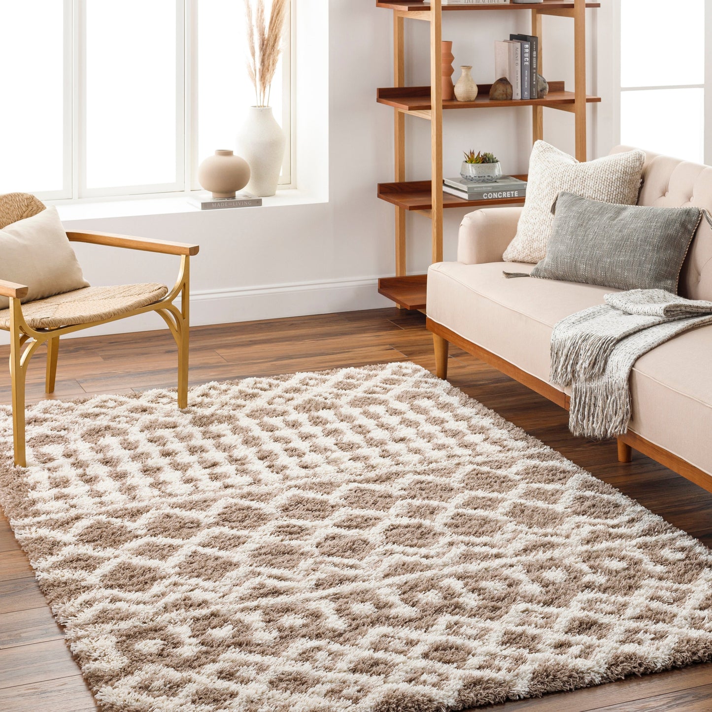 Livabliss Newton Geometric Moroccan Trellis Shag Area Rug