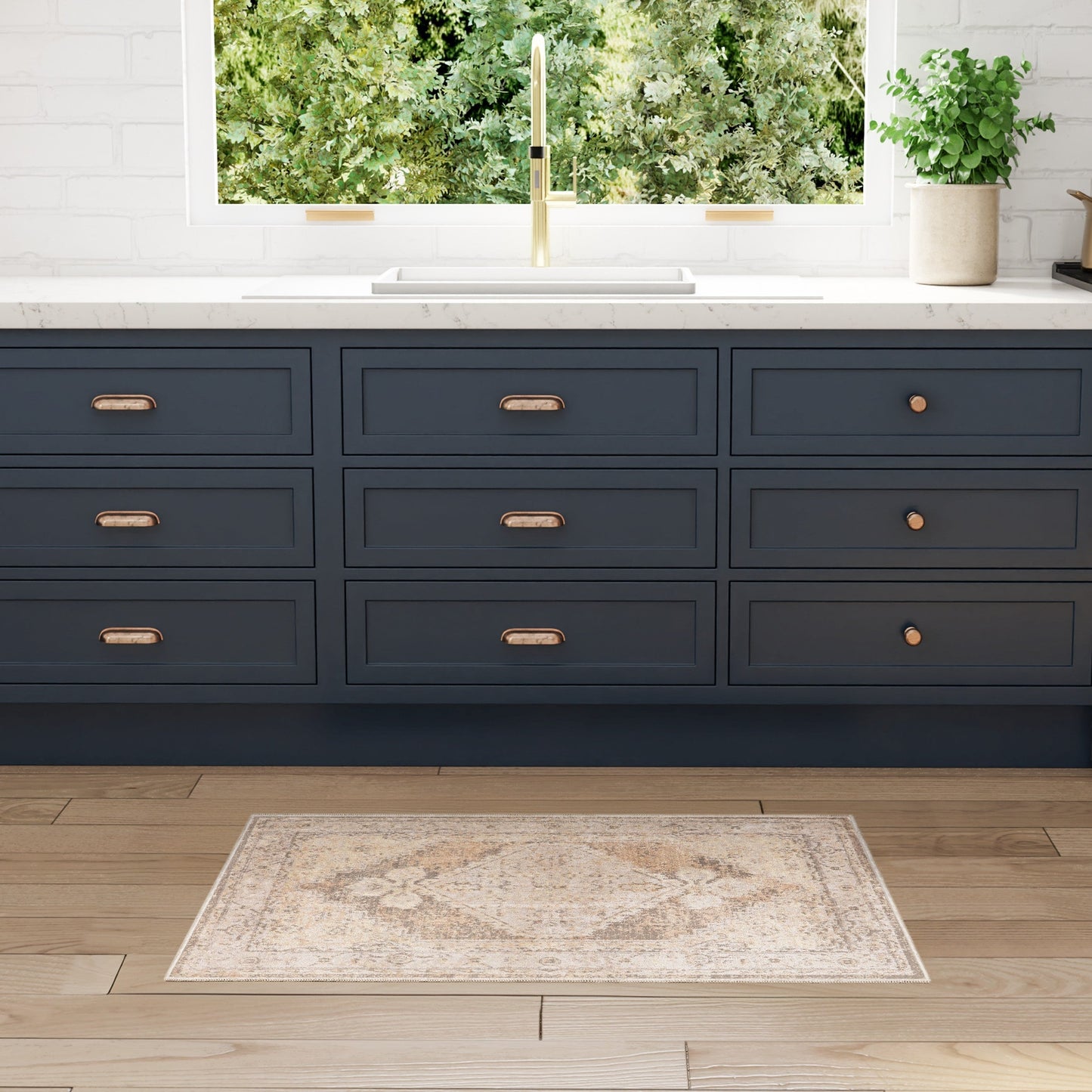 Nourison Abby Machine Washable Indoor only Persian Distressed Area Rug