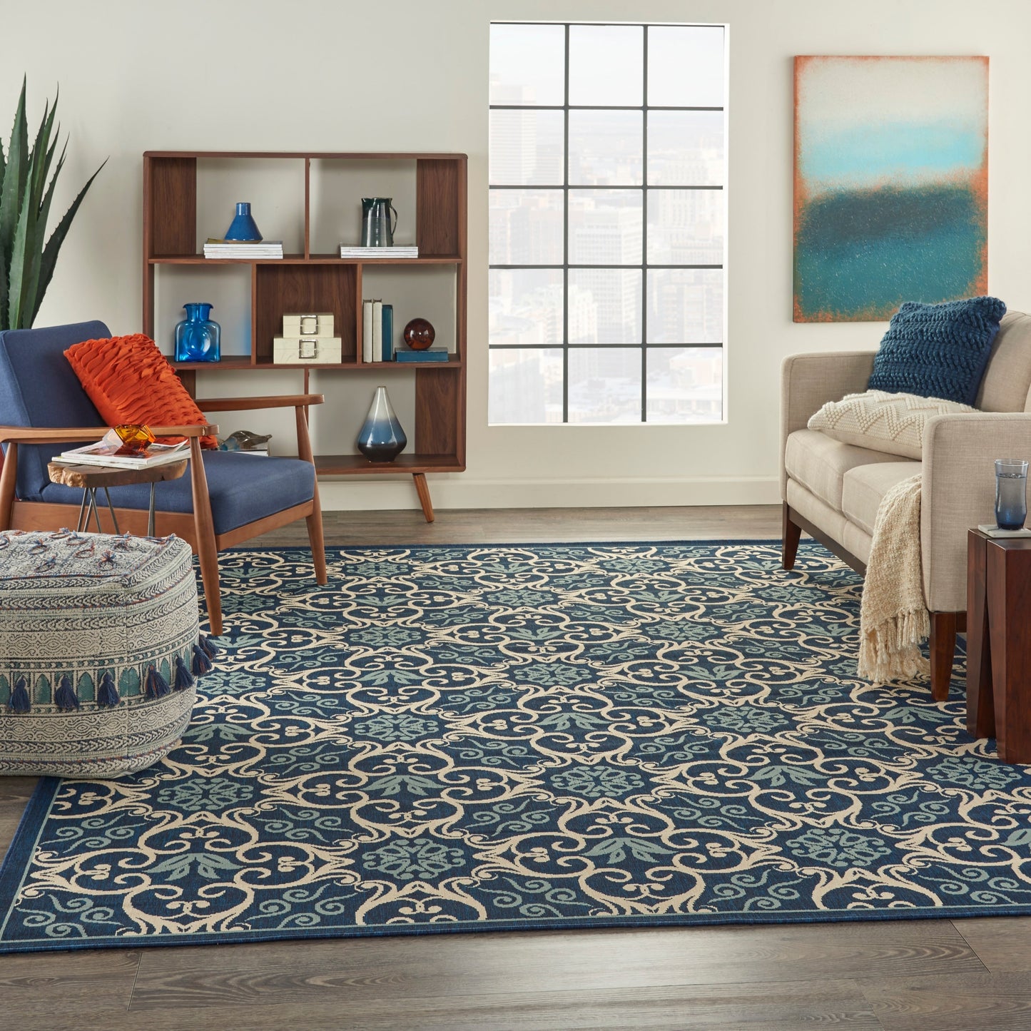 Nourison Caribbean Floral Geometric Indoor/Outdoor Area Rug