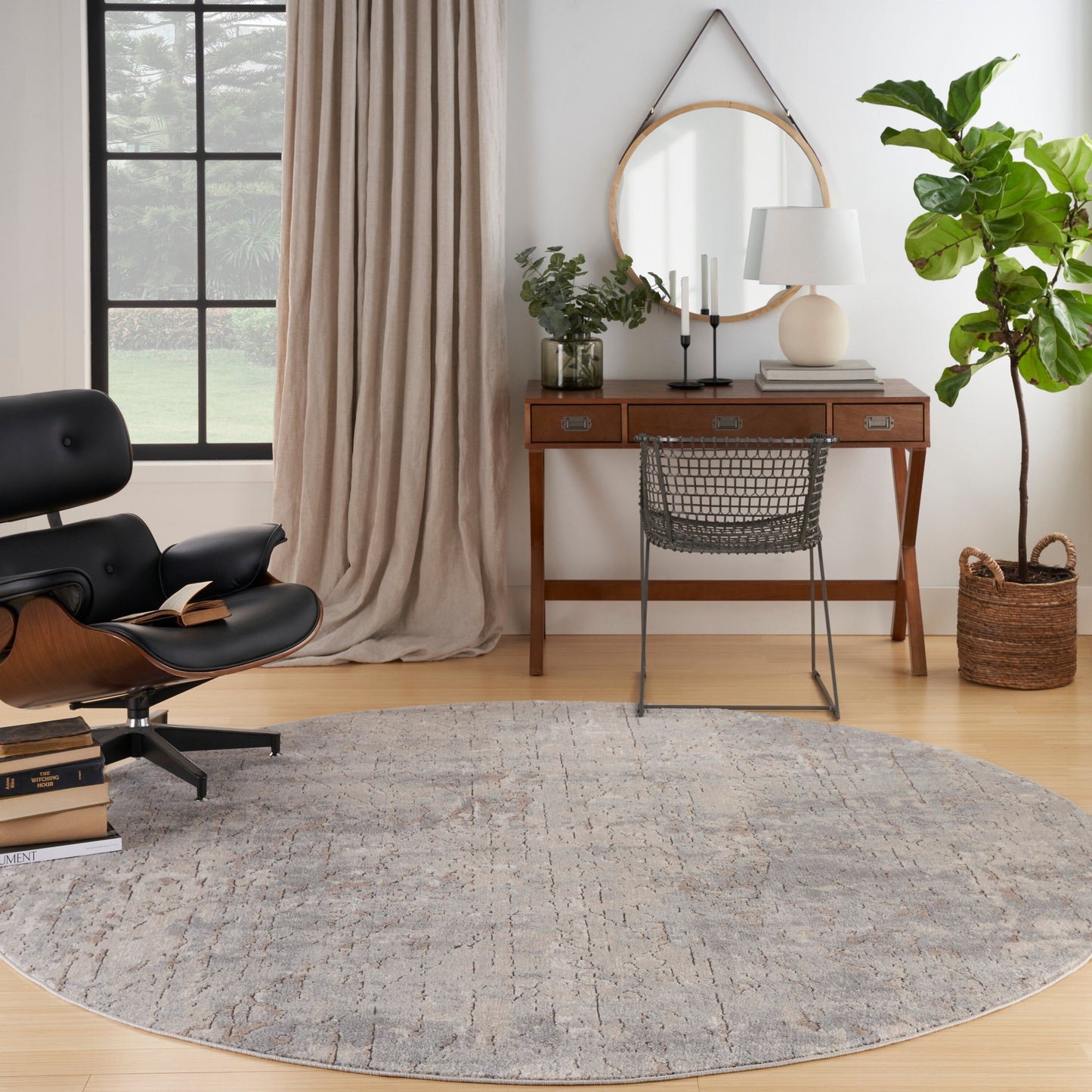 Nourison Concerto Distressed Abstract Beige Grey Area Rug