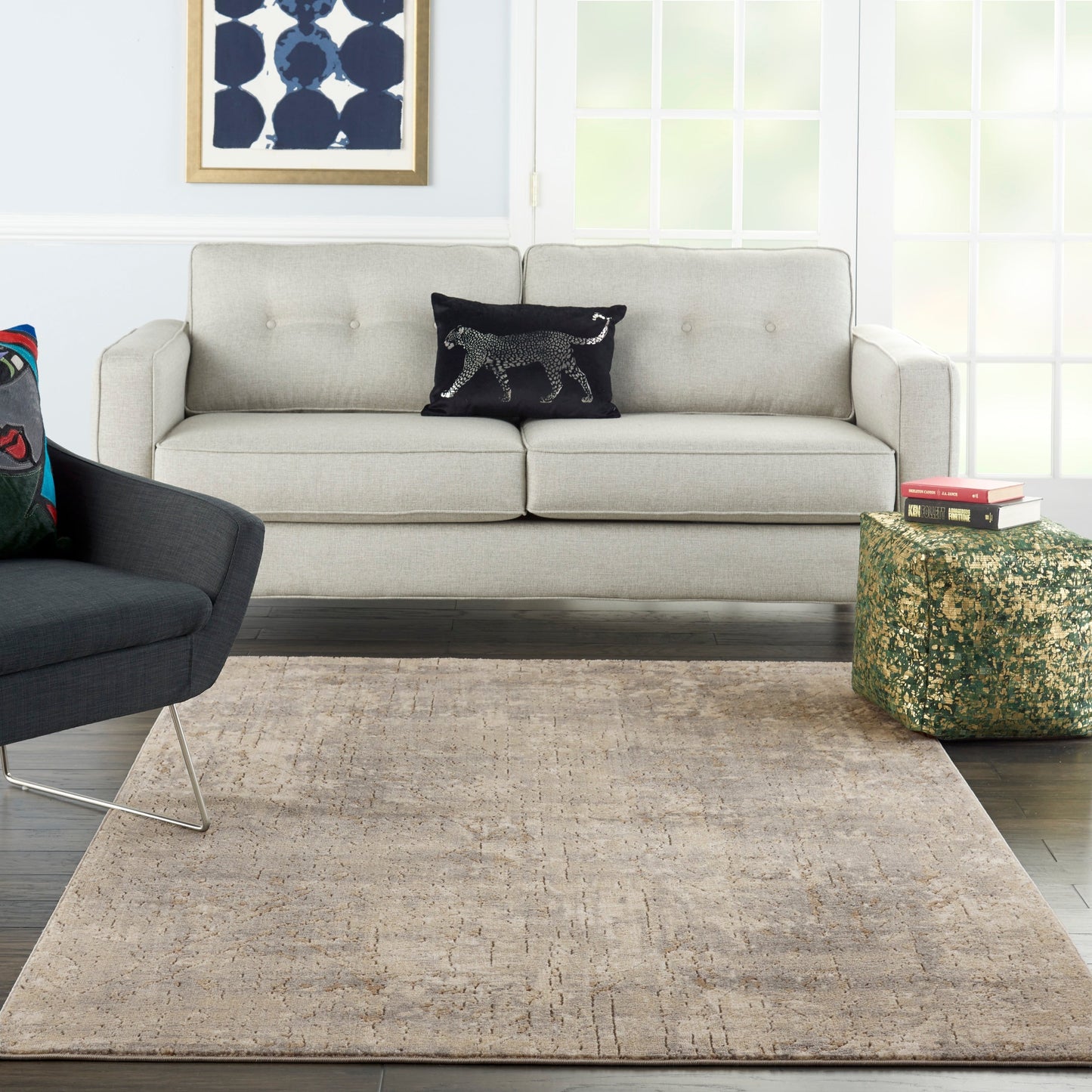 Nourison Concerto Distressed Abstract Beige Grey Area Rug