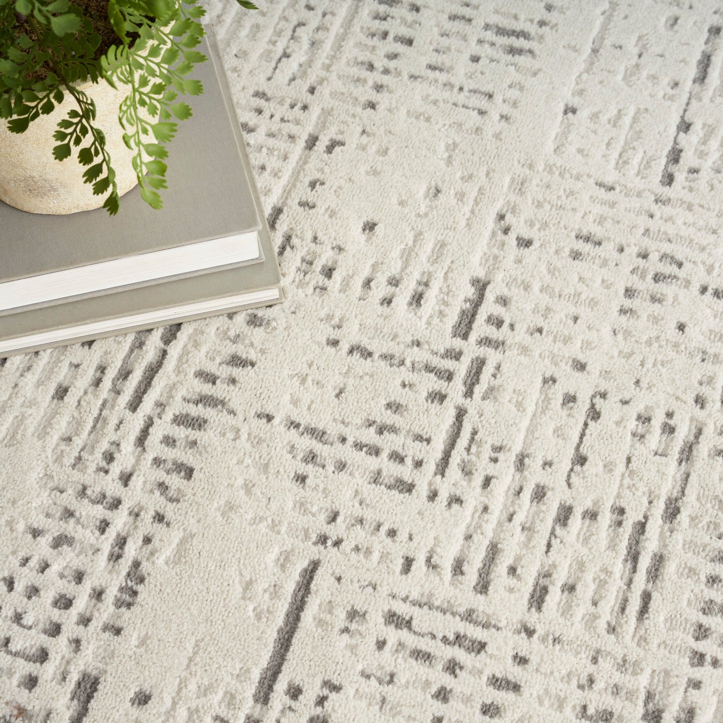 Nourison Emily Indoor only Ivory Grey Abstract Area Rug