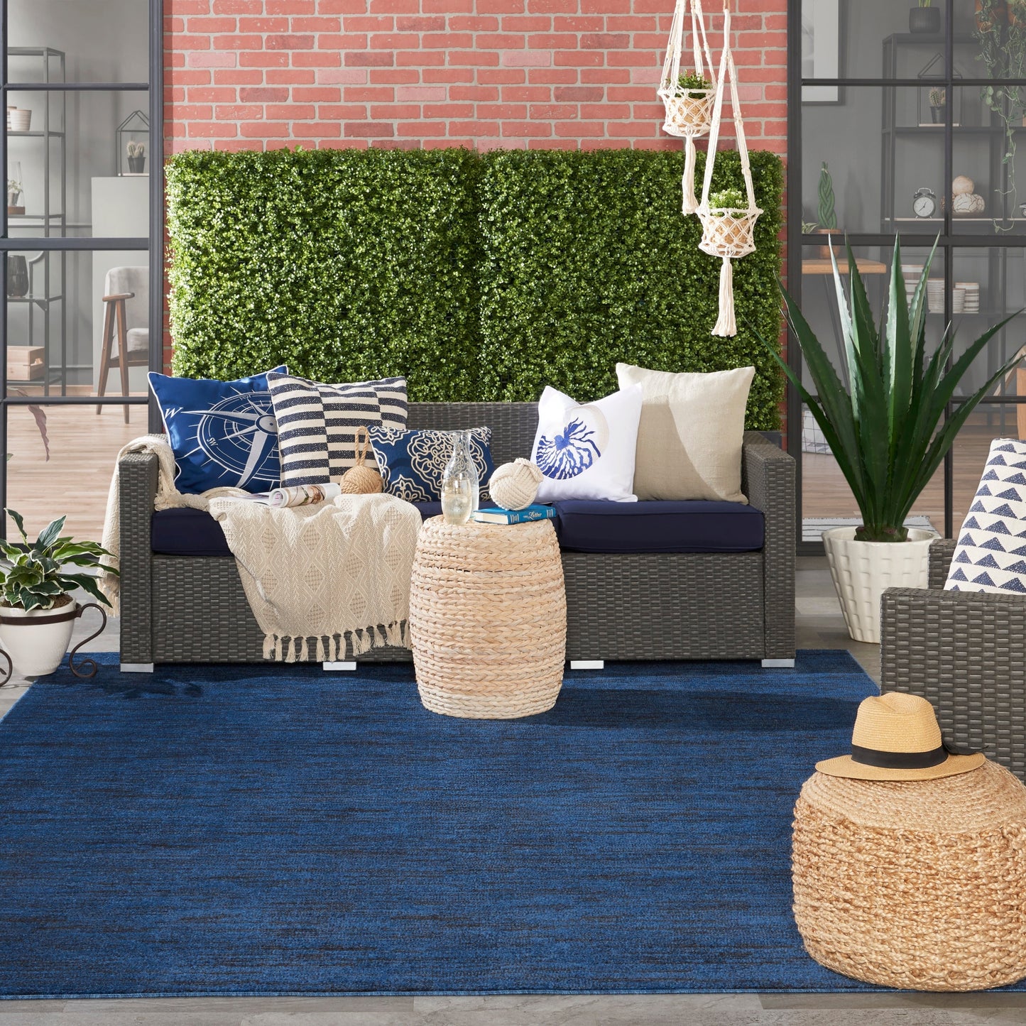 Nourison Essentials Solid Contemporary Indoor/Outdoor Area Rug