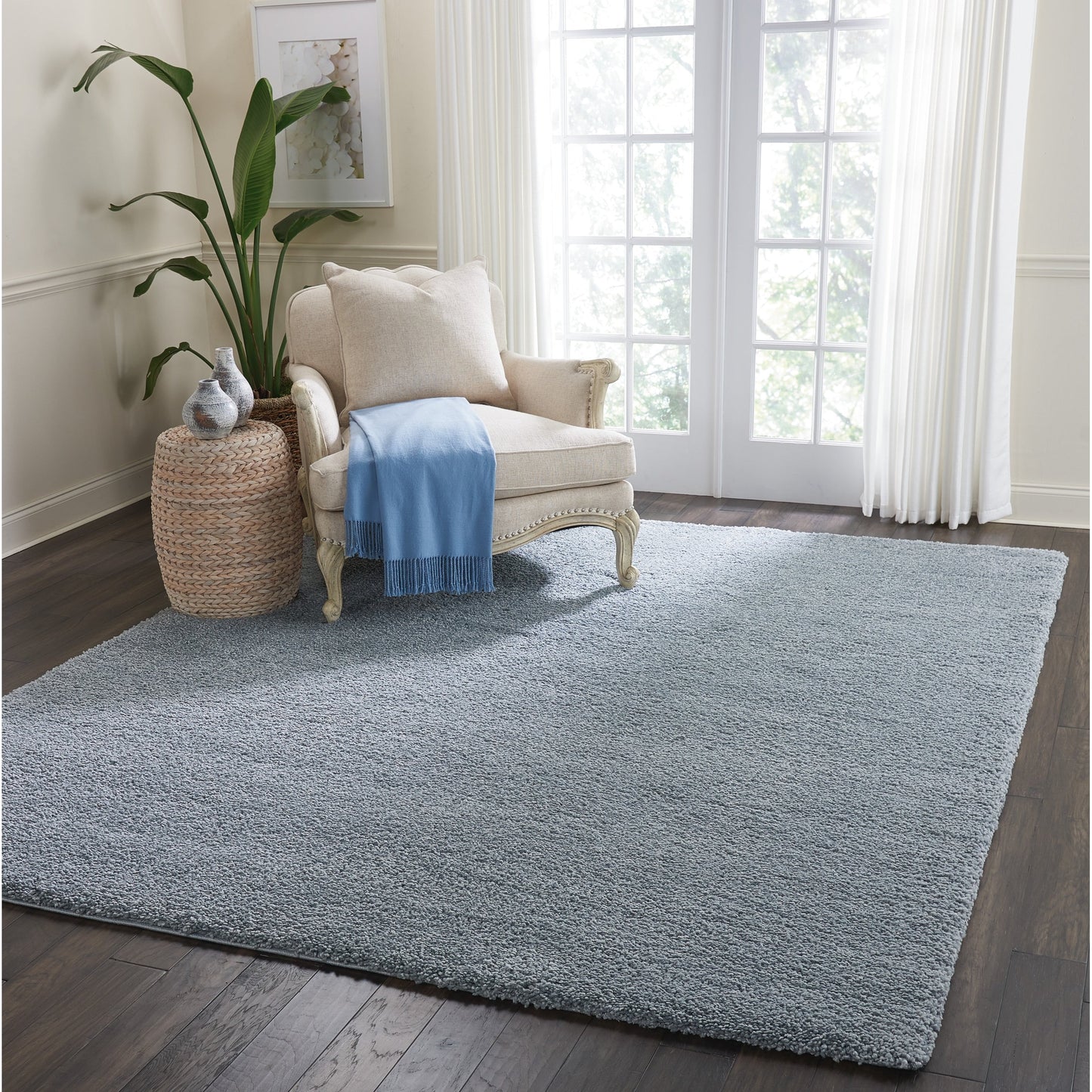 Nourison Malibu Shag Modern Plush Solid Area Rug