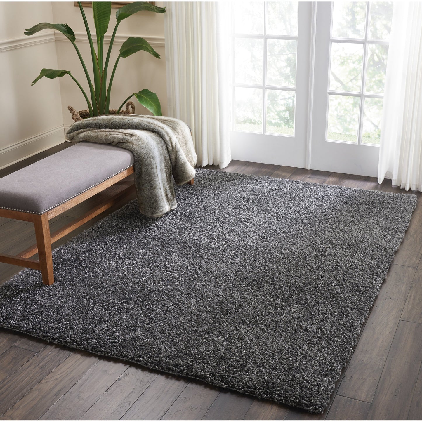 Nourison Malibu Shag Modern Plush Solid Area Rug