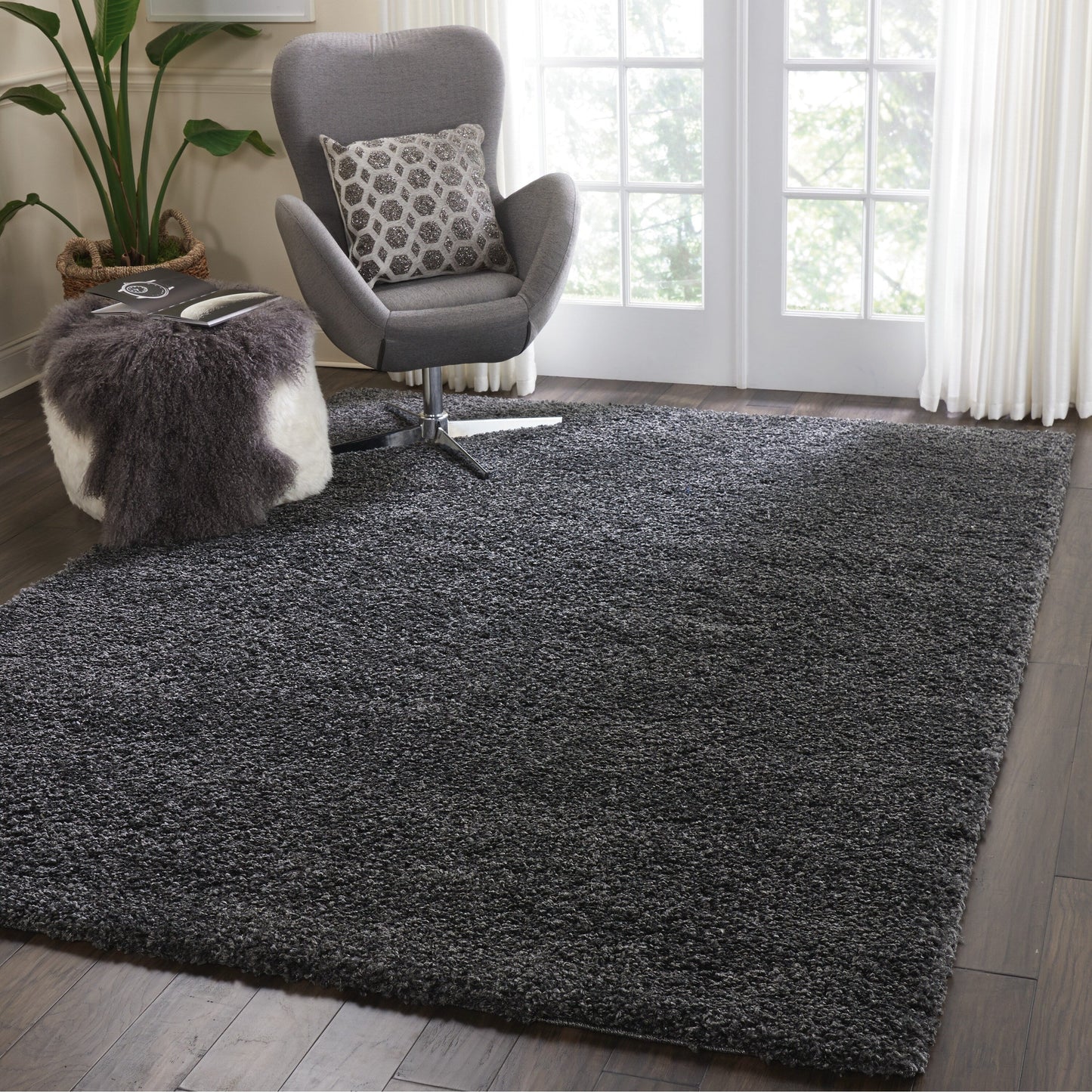 Nourison Malibu Shag Modern Plush Solid Area Rug