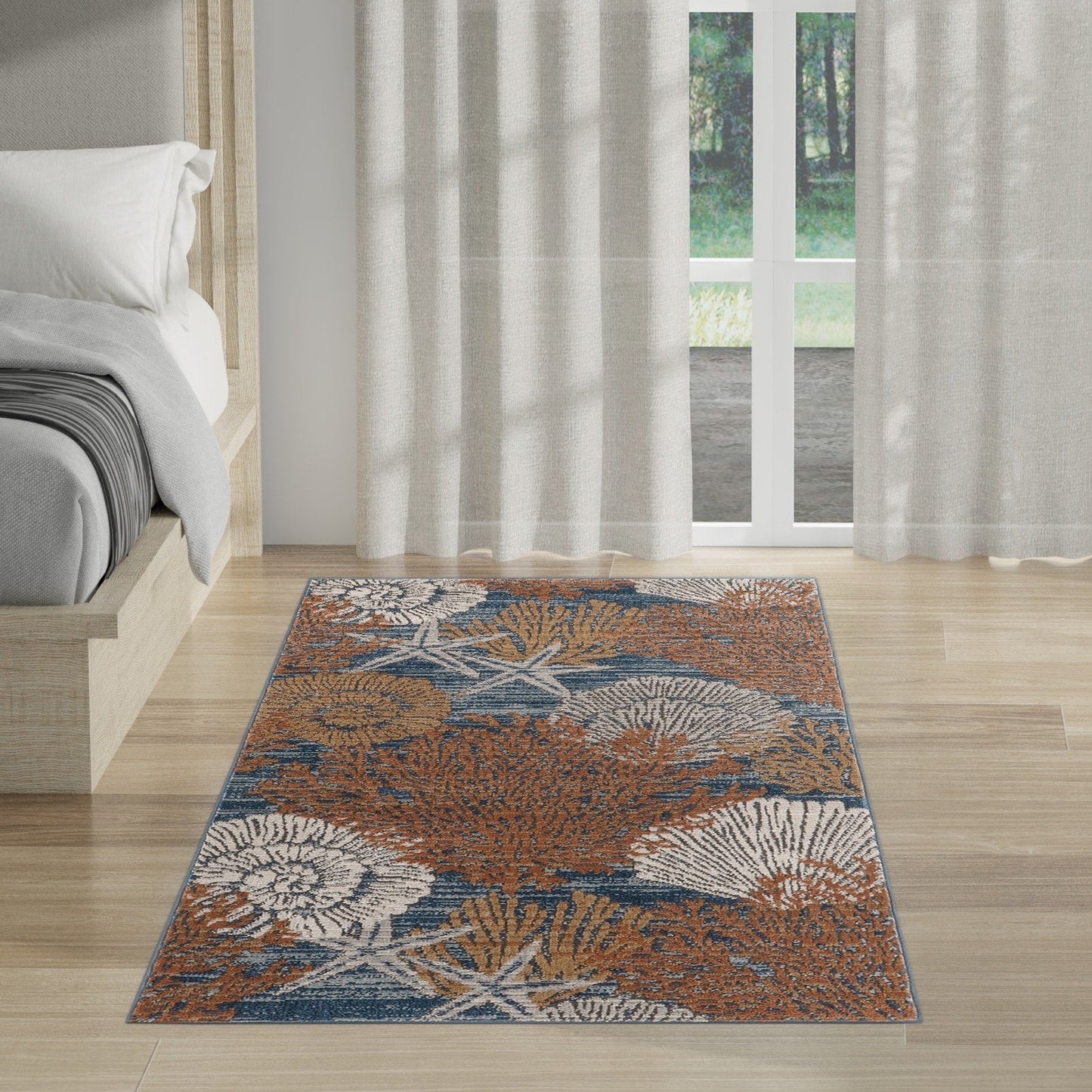 Nourison Pompeii Coastal Beach Shells and Coral Area Rug