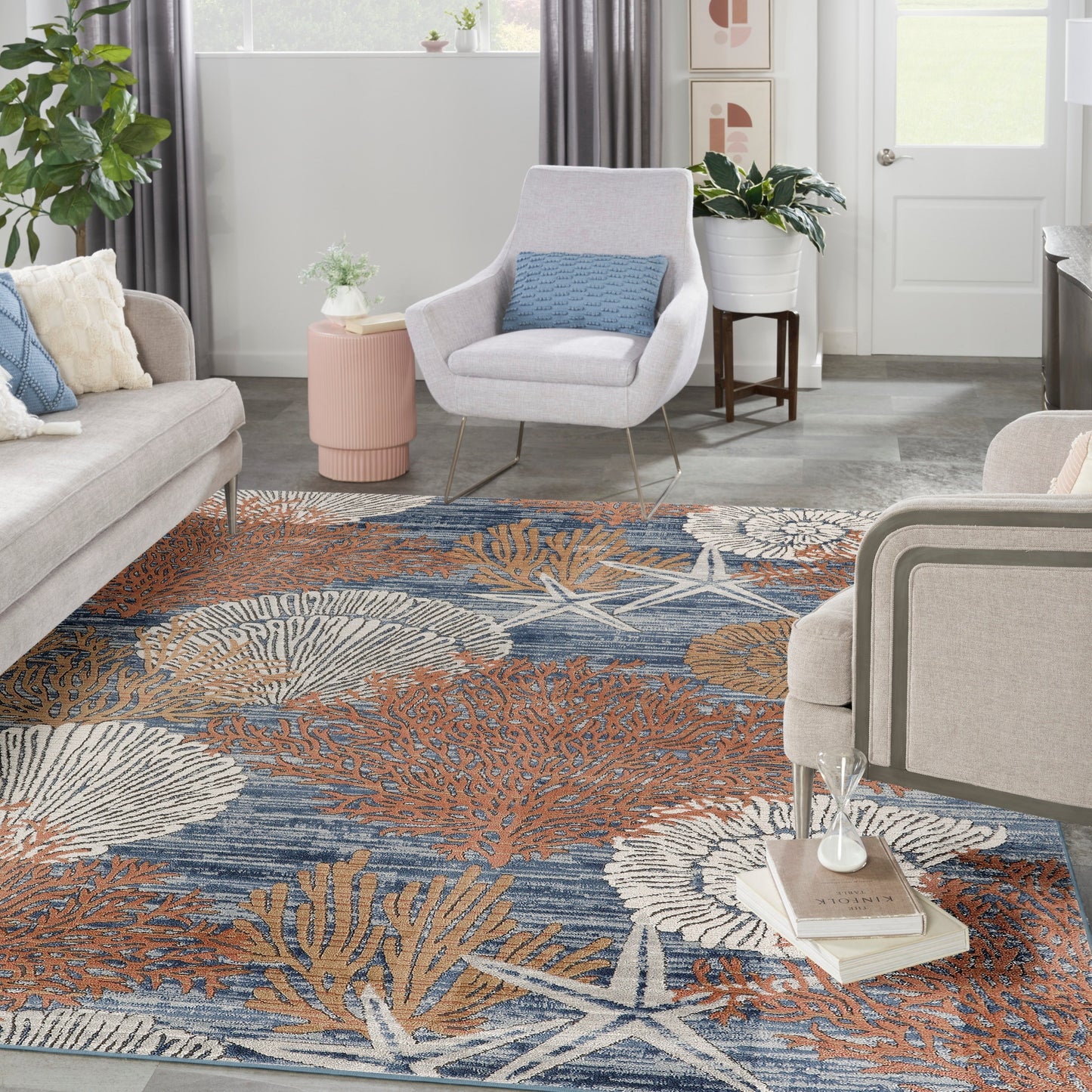 Nourison Pompeii Coastal Beach Shells and Coral Area Rug