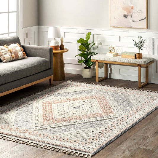 Nuloom Acacia Raised Diamond Tasseled Area Rug