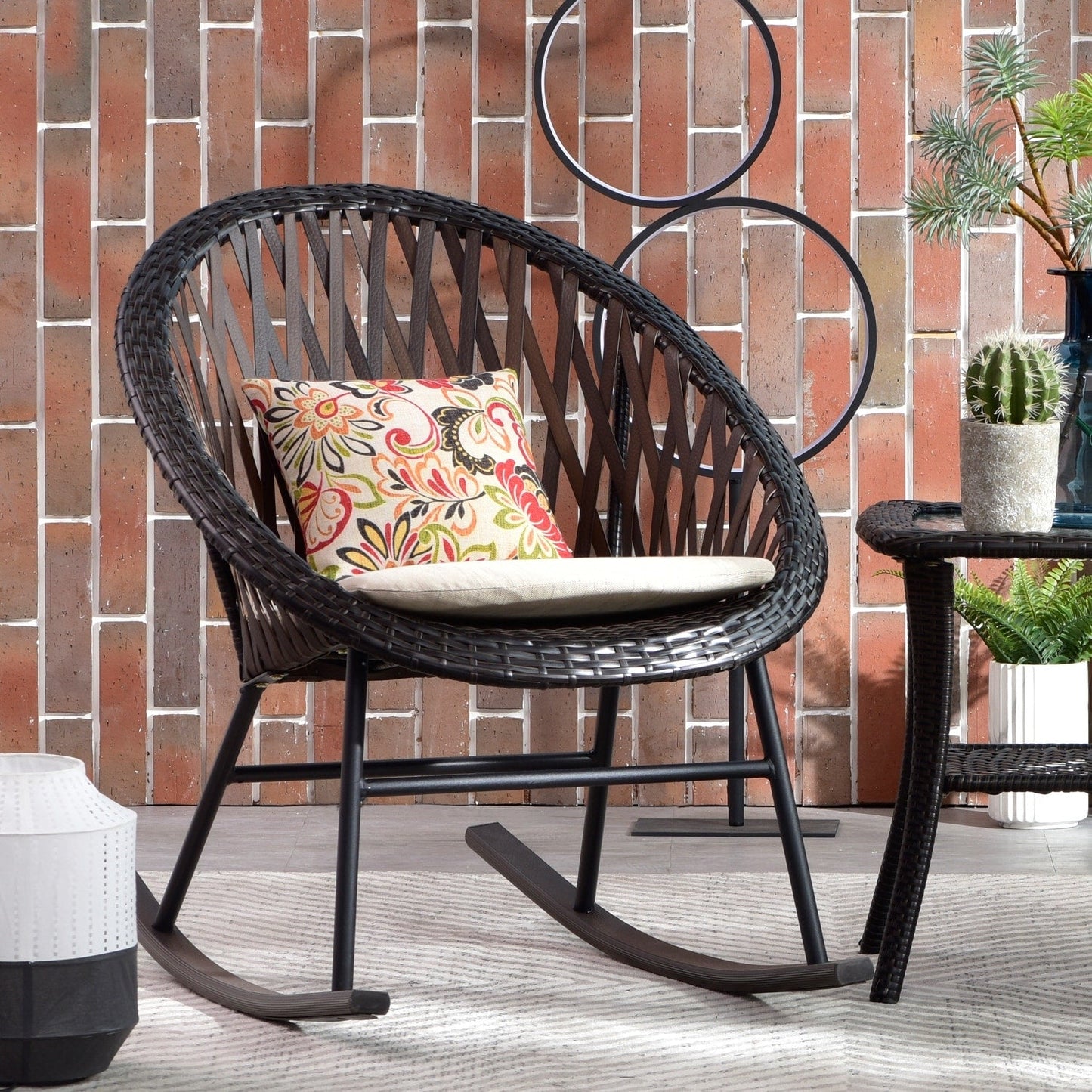 Ensemble bistrot OVIOS 3 pièces avec chaises à bascule et table basse en verre