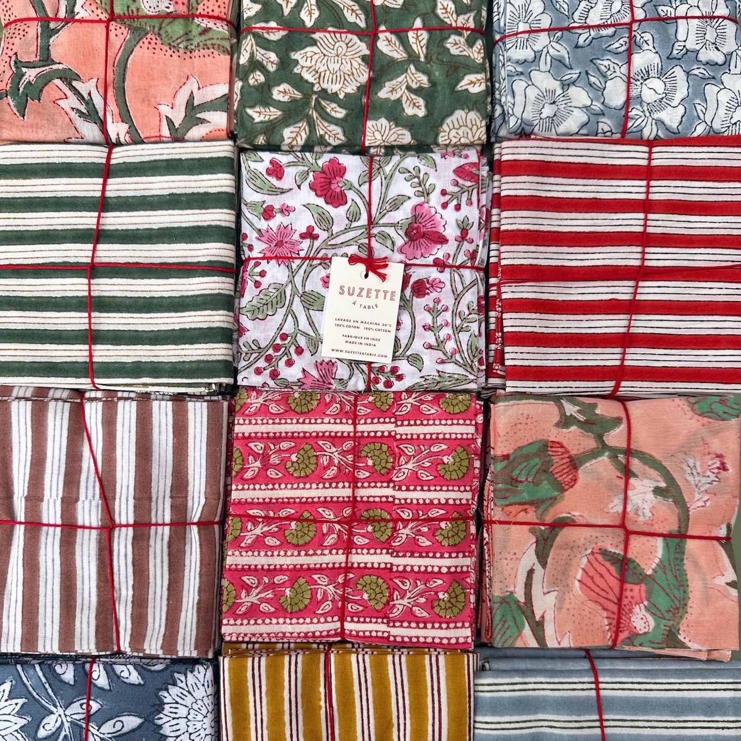 Serviettes Pivoine Bruyère : lot de 4
