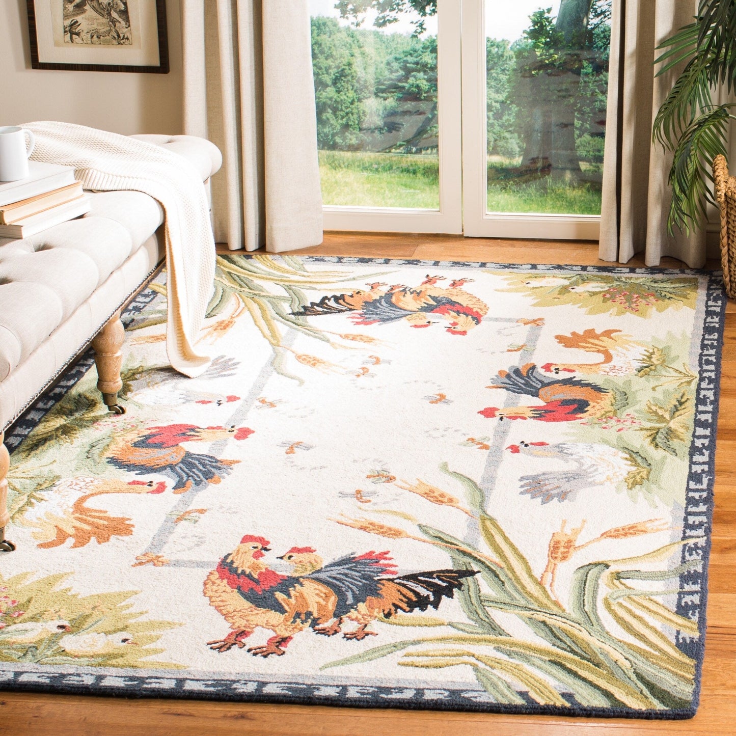 SAFAVIEH Handmade Chelsea Yauheniya French Country Rooster Wool Rug