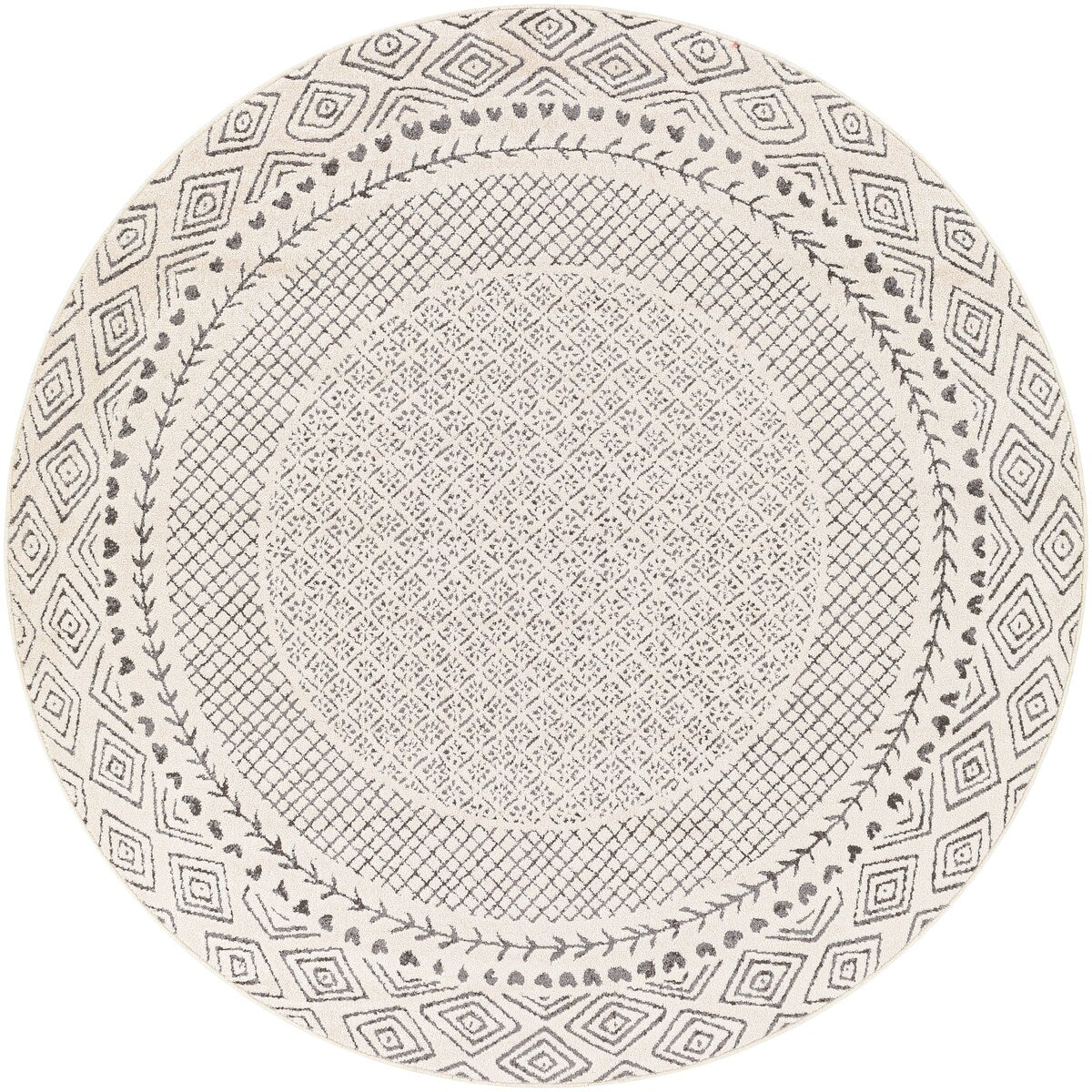 Livabliss Tiffany Grey Bohemian Border Area Rug