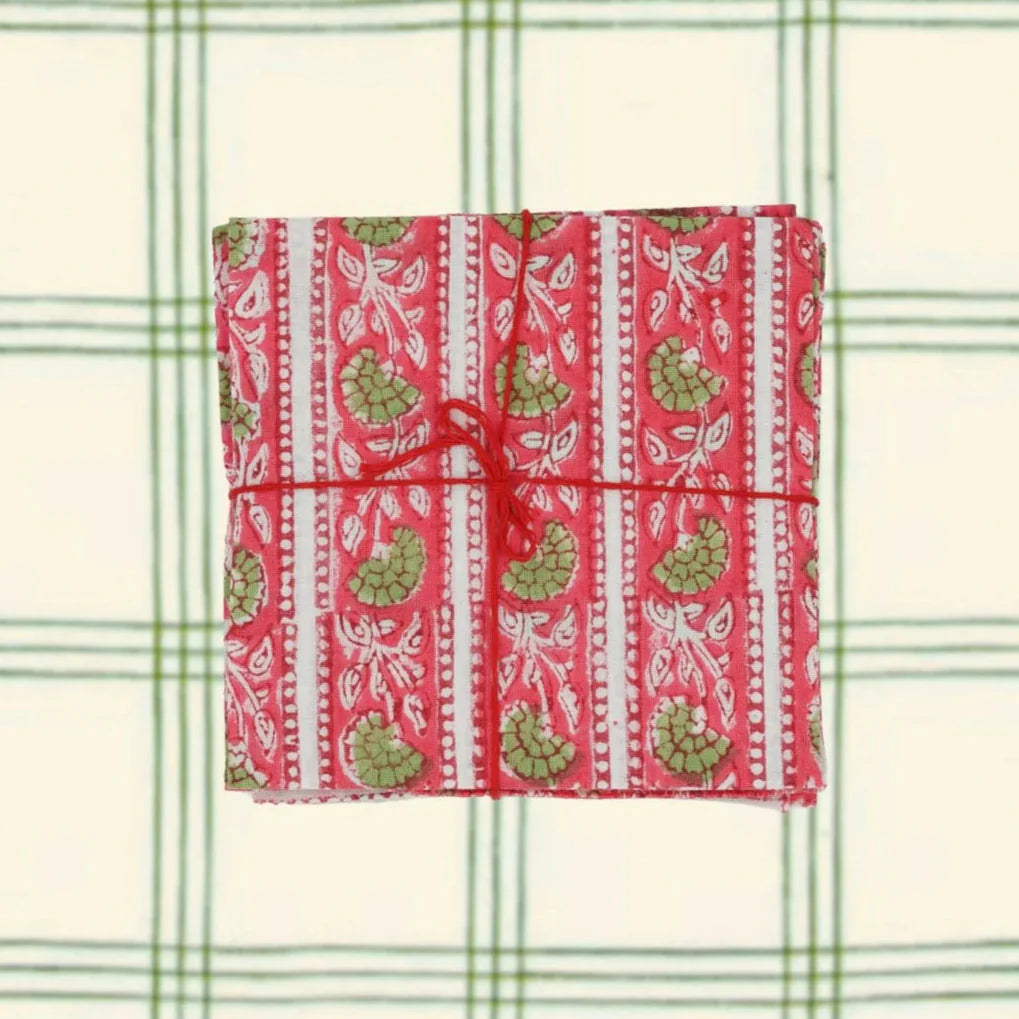 Serviettes Pivoine Bruyère : lot de 4