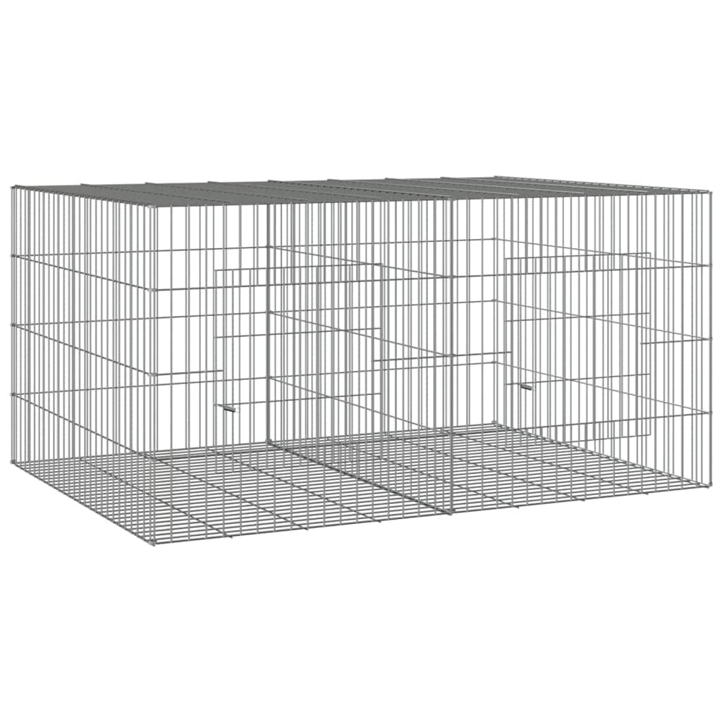 vidaXL 3-Panel Rabbit Cage Animal Hutch Playpen Enclosure Galvanized Iron