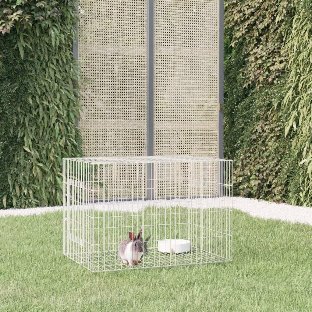vidaXL 3-Panel Rabbit Cage Animal Hutch Playpen Enclosure Galvanized Iron