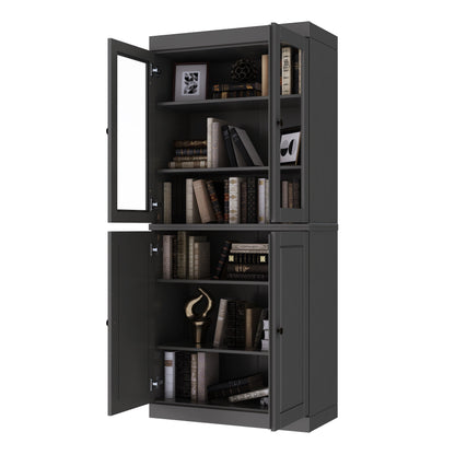 Bibliothèque 100 % bois massif à 6 étagères avec portes en option par Palace Imports
