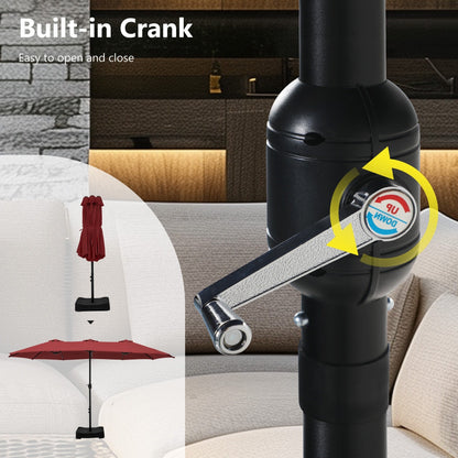 MAISON ARTS 15ft Double-Sided Patio Extra Large Twin Umbrella with Base Included