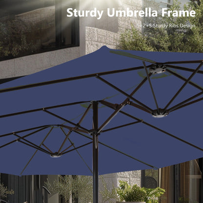 MAISON ARTS 15ft Double-Sided Patio Extra Large Twin Umbrella with Base Included