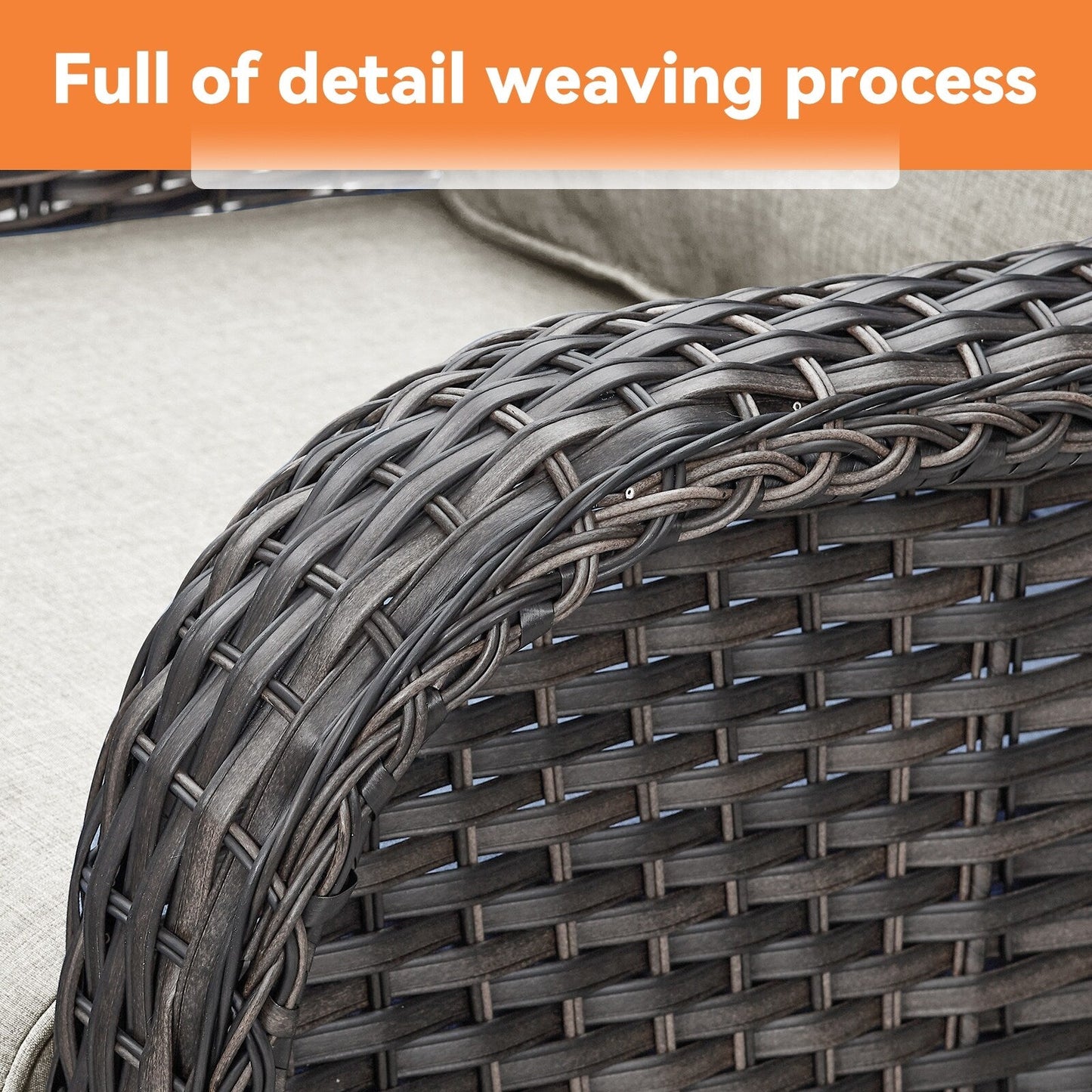 Fauteuil à bascule pivotant d'extérieur Gymojoy 3 pièces en osier avec coussin et table