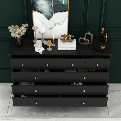 Commode double de 55,1 po de large avec tiroirs de rangement