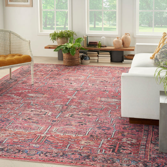 New Concept Washables Vintage Persian Floral Machine Washable Area Rug