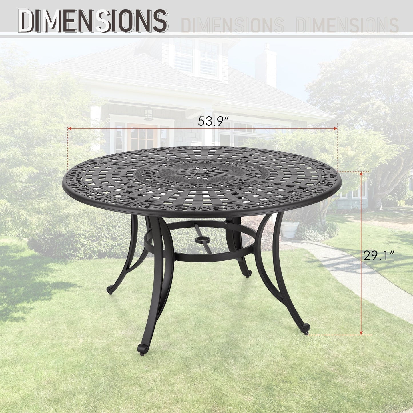 MAISON ARTS Cast Aluminum Dining Chairs/Patio Dining Set with Round Dining Table & 6 Cast Aluminum Patio Chairs