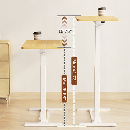 FunniHomi 28/32 Movable Overbed Table Height Adjustable Computer Desk with Wheels, White/Black Laptop Table for Bed and Sofa