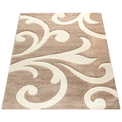 Modern Area Rug Floral Pattern with Contour Cut