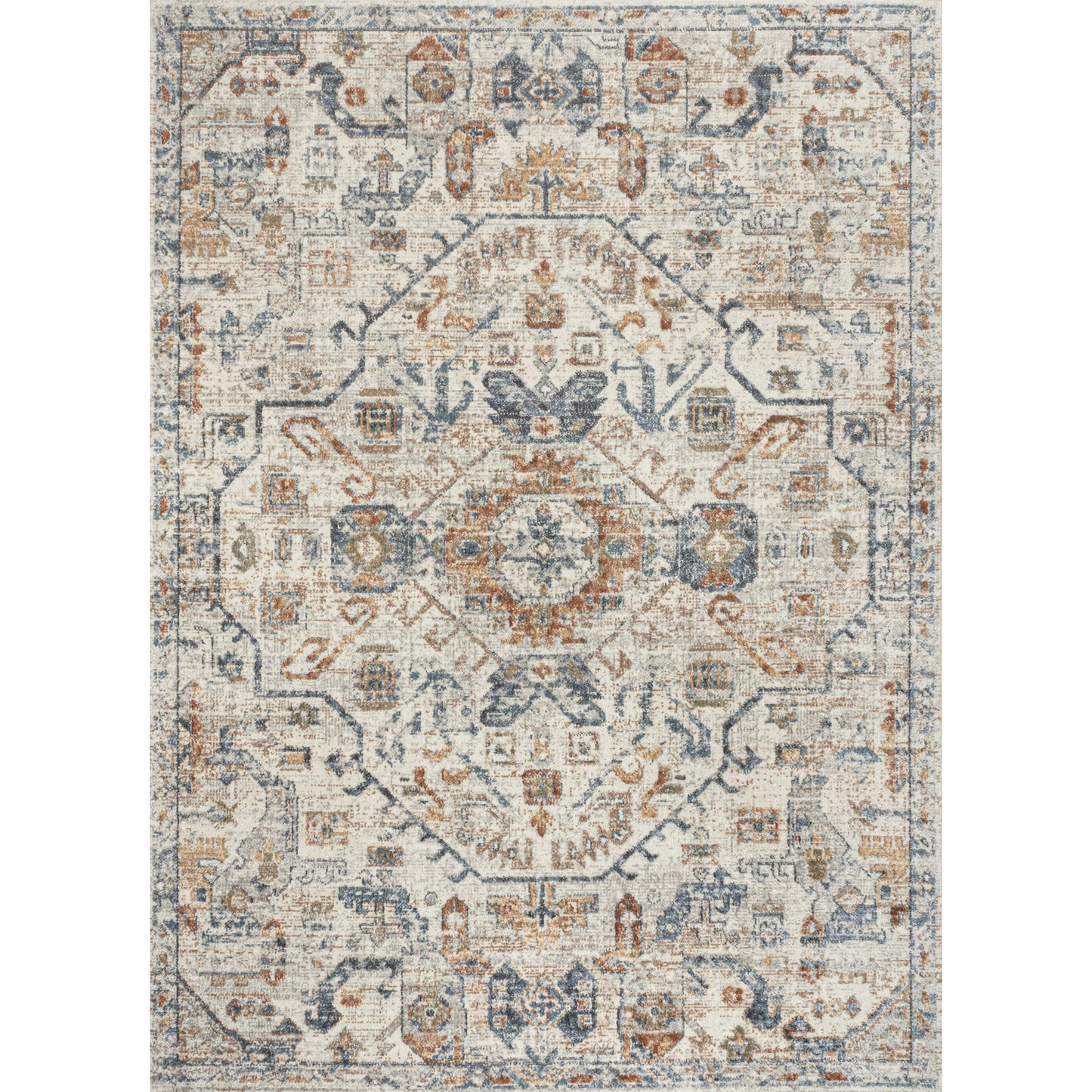 JONATHAN Y Brandy Bohemian Medallion Low-Pile Machine-Washable Cream/Terra Area Rug