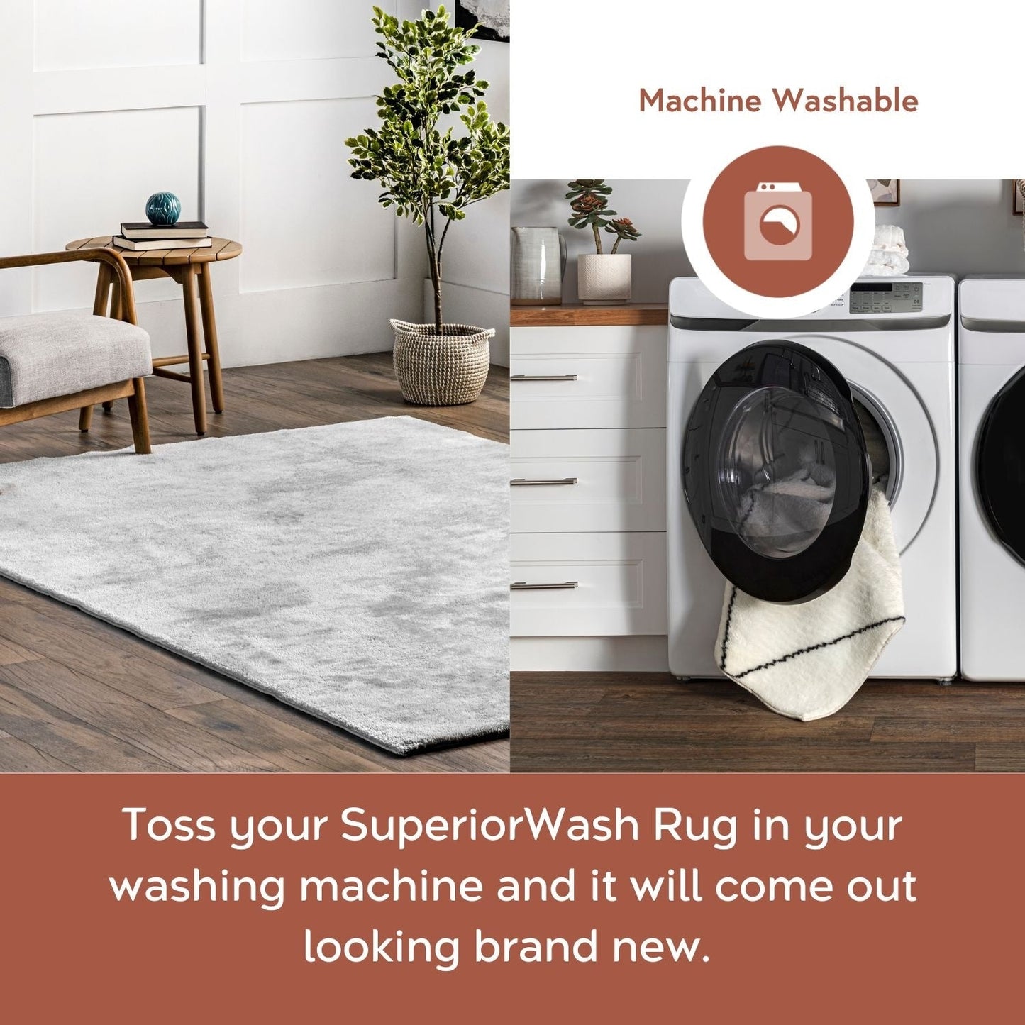 Nuloom Loni SuperiorWash Solid Machine Washable Shag Area Rug