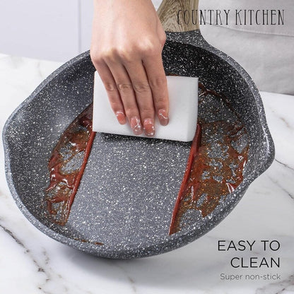 Country Kitchen Non-Stick Cast Aluminum Cookware Set - Durable Kitchen Cookware for Everyday Cooking, 6-11 Pc