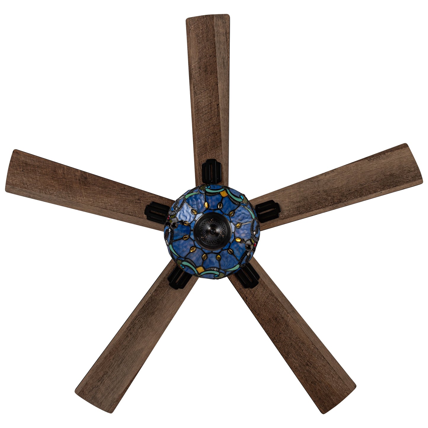 Ventilateur de plafond télécommandé à 3 lumières en bronze huilé et vitrail Della River of Goods de 52 pouces