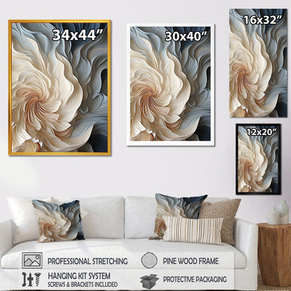 Designart White And Blue Feather Spiral II Abstract Geometric Wall Art Blue - Modern Wrapped Canvas For Hallway Décor