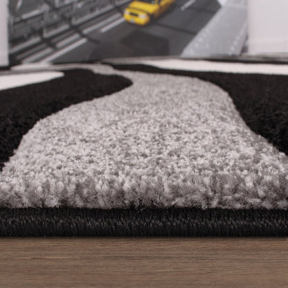 Designer Area Rug with Contour Cut and Modern Wave Pattern