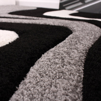 Designer Area Rug with Contour Cut and Modern Wave Pattern