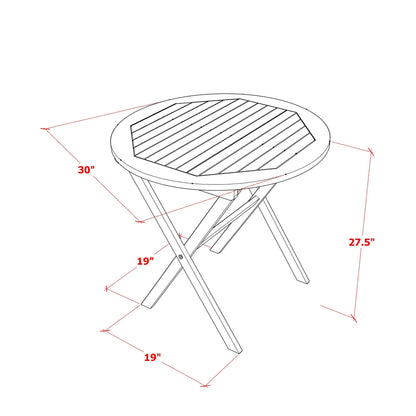 L'ensemble de bistrot d'extérieur East West Furniture comprend une table basse ronde en bois et 2 chaises pliantes, huile naturelle