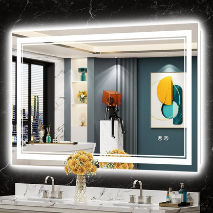 Full Size Front & Back LED Lighted Anti-fog Tempered Glass Wall Bathroom Vanity Mirror