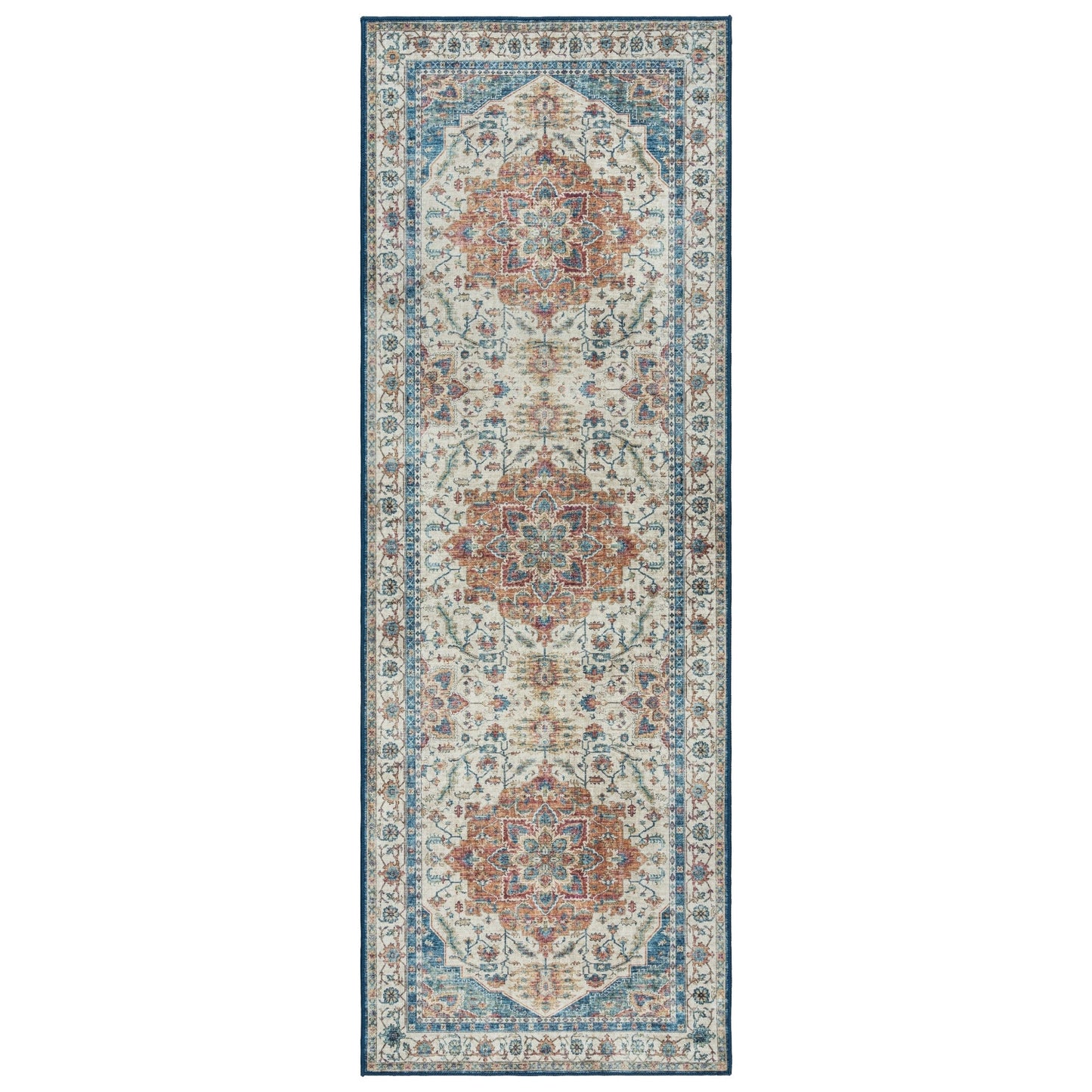 Gertmenian Crystal Print Washable Digital Printed Flat Pile Polyester Slip Resistant Area Rug Collection