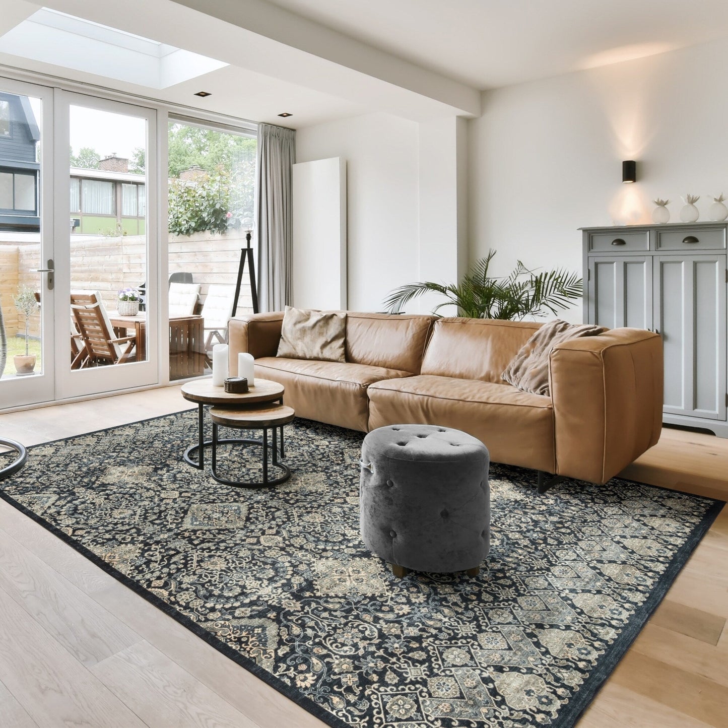 Gertmenian Crystal Print Washable Digital Printed Flat Pile Polyester Slip Resistant Area Rug Collection