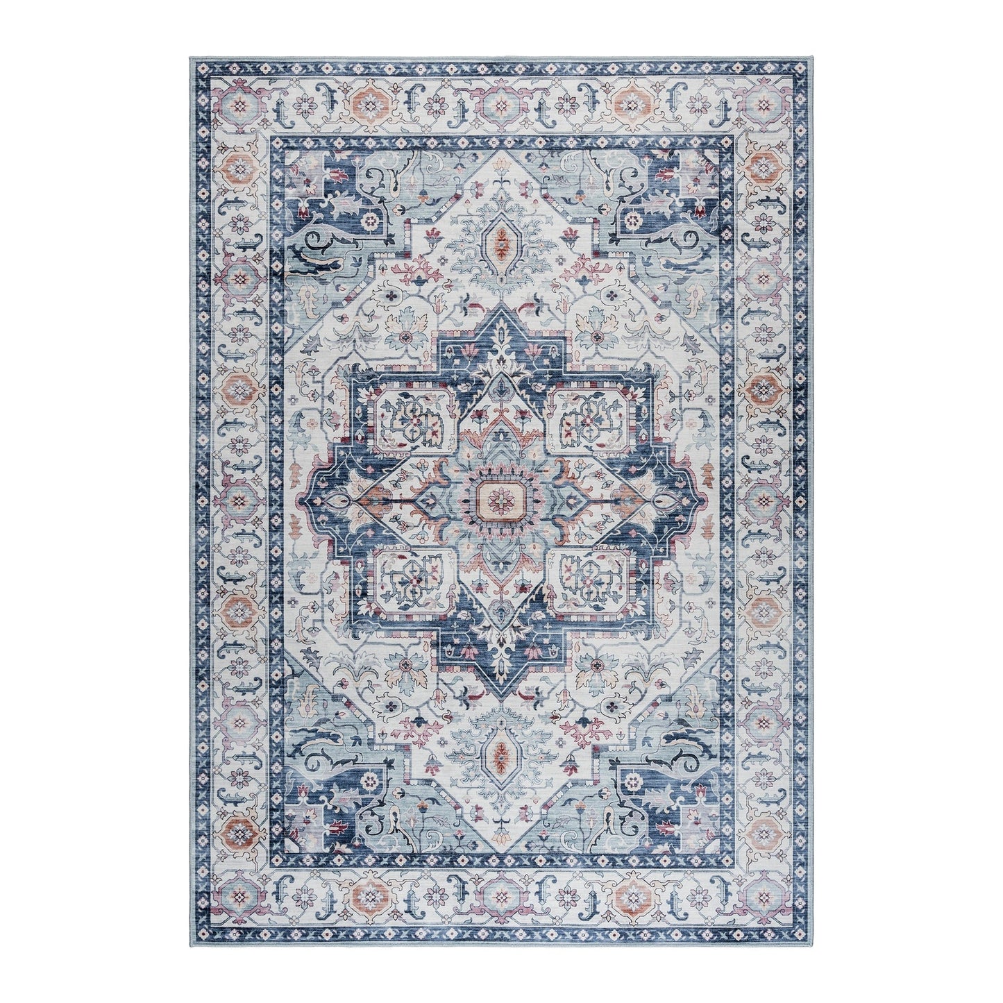 Gertmenian Crystal Print Washable Digital Printed Flat Pile Polyester Slip Resistant Area Rug Collection